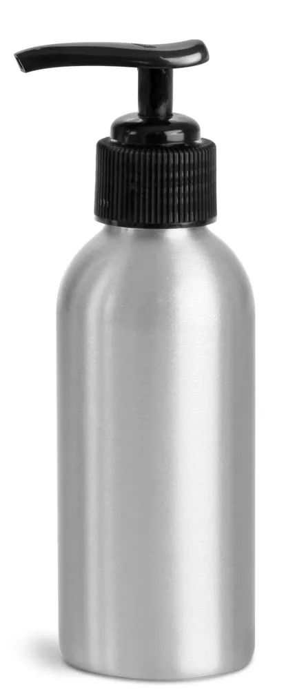 120 ml Aluminum Bottles w/ Black Lotion Pumps