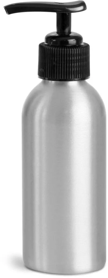 250 ml 250 ml Aluminum Bottles w/ Black Lotion Pumps