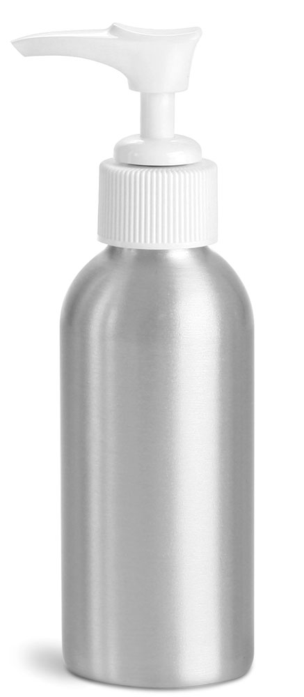 120 ml Aluminum Bottles w/ White Lotion Pumps