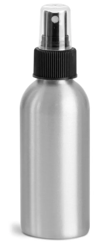 120 ml Aluminum Bottles w/ Black Fine Mist Sprayers