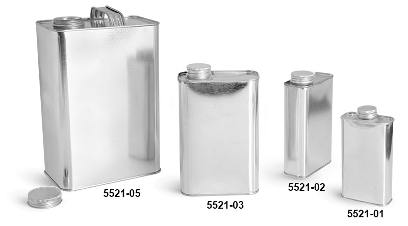 Metal Containers, Oblong Metal Cans With Screw Caps and Seals