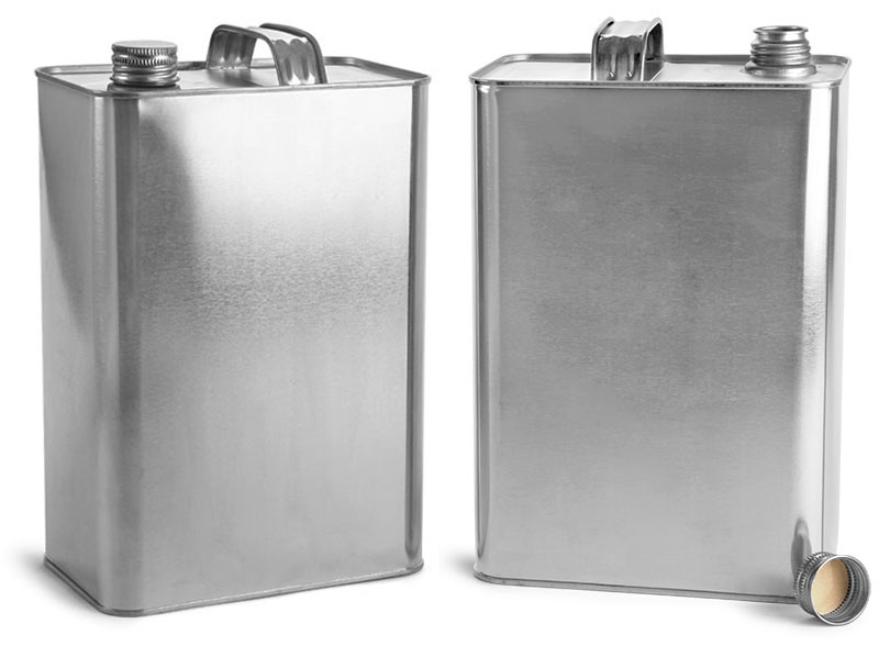 Metal Containers, Oblong Metal Cans w/ Solvseal Lined Screwcaps