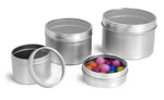 Round Metal Candle Tins w/ Clear View Tops