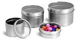 Metal Containers, Round Metal Tins w/ Clear View Tops
