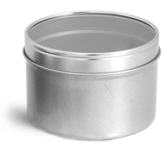 16 oz Round Metal Tins With Clear View Tops