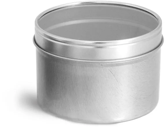 2 oz 2 oz Round Metal Tins With Clear View Tops