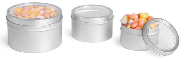 Metal Tins w/ Clear View Tops