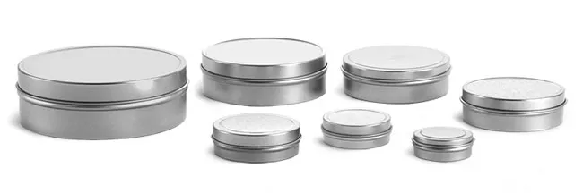 Deep & Flat Metal Tin Containers, Specialty Bottle