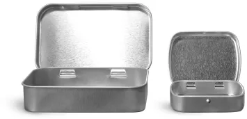 Deep & Flat Metal Tin Containers, Specialty Bottle