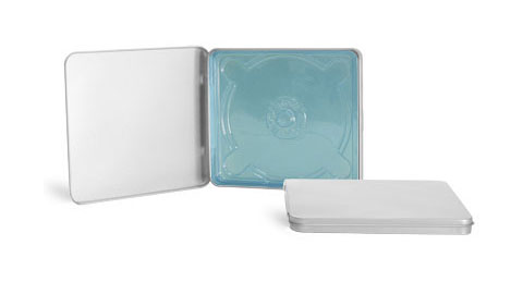 Square CD Tins w/ Transparent Blue Inserts
