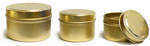 Metal Containers, Gold Metal Tins w/ Rolled Edge Covers