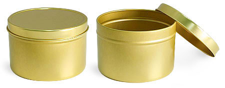 Gold Metal Deep Tins with Covers 