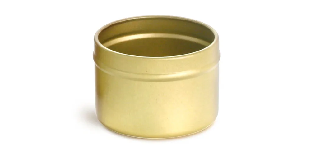 2 oz Gold Metal Tins (No Covers) (Bulk), Caps Not Included