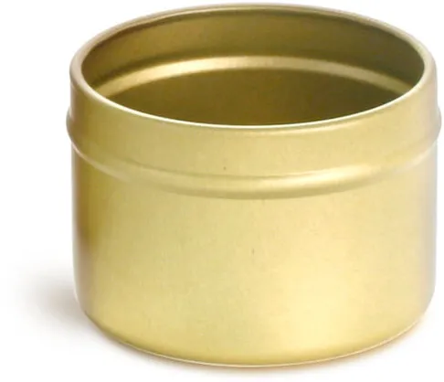 6 oz 6 oz Gold Metal Tins (No Covers) (Bulk), Caps Not Included