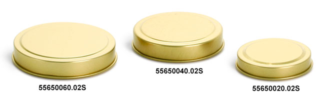 6 oz Gold Metal Tin Covers (Bulk), Caps Not Included