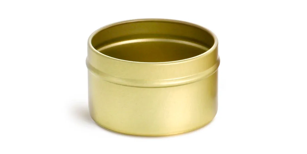6 oz Gold Metal Tins (No Covers) (Bulk), Caps Not Included