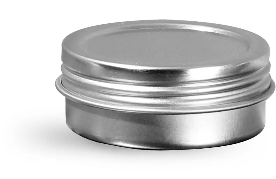 Tin Flat Container 2oz w/ Screwtop Cover