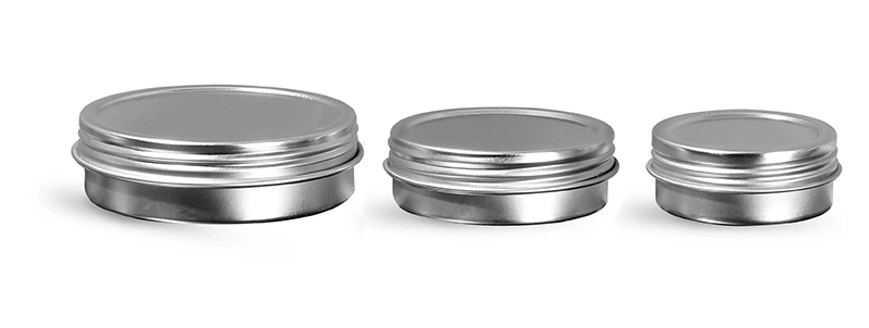 Metal Containers, Silver Metal Twist Top Tins w/ Continuous Thread