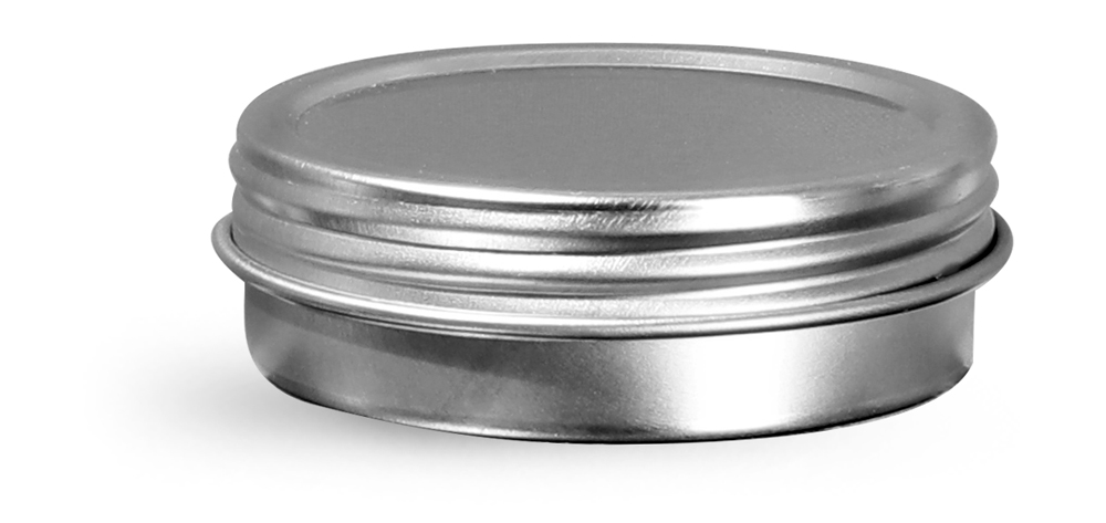 1 oz Silver Metal Twist Top Tins w/ Continuous Thread