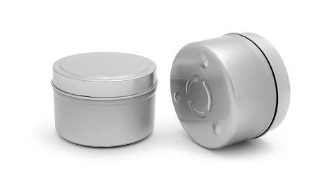 Metal Containers, Footed Candle Tins w/ Rolled Edge Covers