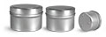 Metal Containers, Footed Candle Tins w/ Rolled Edge Covers 