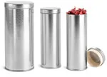 Silver Metal Tea Tins w/ Metal Interior Seal Lids