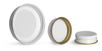 38/400 Metal Caps, White Metal Plastisol Lined Caps