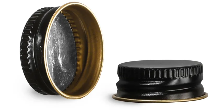 38/400  Black Metal Foil Lined Caps