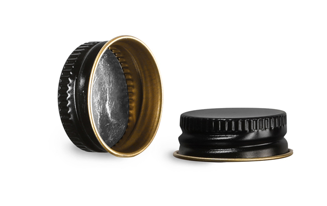 Metal Caps, Black Metal Foil Lined Caps