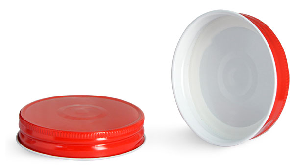 Metal Caps, 70G Red Metal Plastisol Lined Caps w/ Button