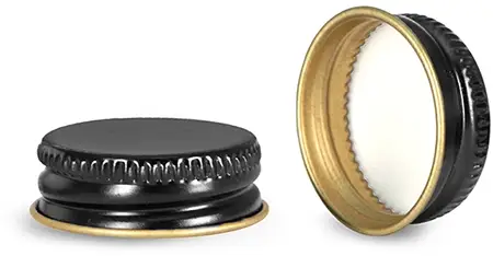 Metal Caps, Black Metal Pulp/Poly Lined Caps