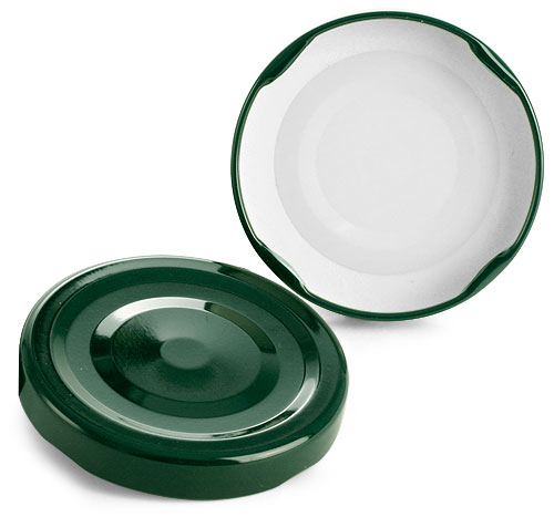 Green Metal Plastisol Lined Lug Caps w/ Button