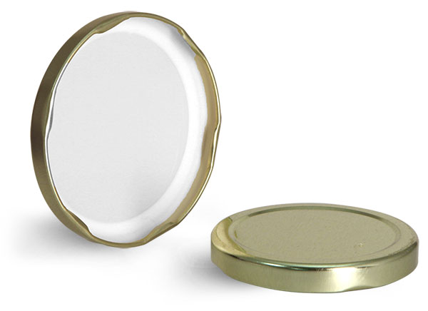 Metal Caps, Gold Metal Plastisol Lined Lug Caps