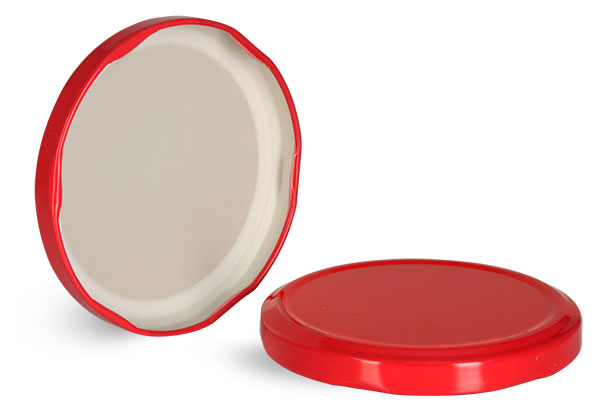 Metal Caps, Red Metal Plastisol Lined Lug Caps