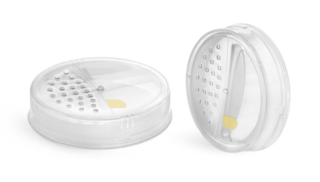 45 ml Natural Polypropylene Plastic Double Sifter Fitments w/ Tamper Evident Tab