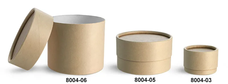 Paperboard Packaging, Brown Paperboard Jars w/ Flush Fit Caps