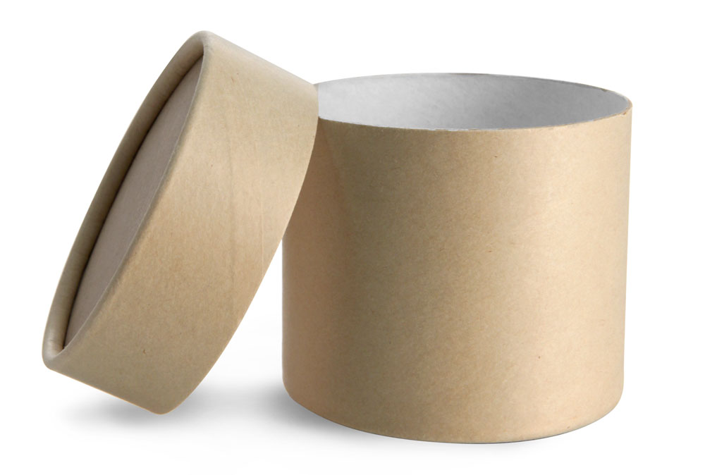 8 OZ BROWN PAPERBOARD JARS W/ FLUSH FIT LIDS