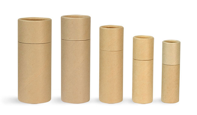 Brown Paperboard Push Up Lip Balm Tubes
