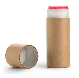 0.5 oz Brown Paperboard Push Up Lip Balm Tubes Containers with w/ rolled edge Flush Fit Lids