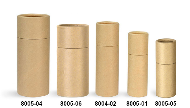 Paperboard Packaging, Brown Paperboard Push Up Lip Balm Tubes