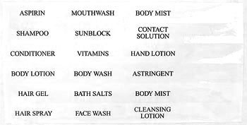 2 mm Adhesive Black Print Travel Bottle Labels 