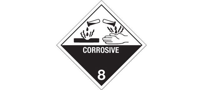 Hazard Labels, Hazard Class 8 "Corrosive" Printed Shipping Labels