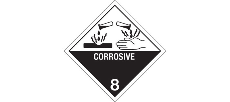 Hazard Labels, Hazard Class 8 "Corrosive" Printed Shipping Labels