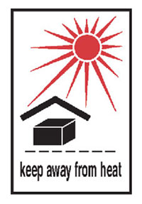 Hazard Labels, "Keep Away From Heat" Printed Shipping Labels