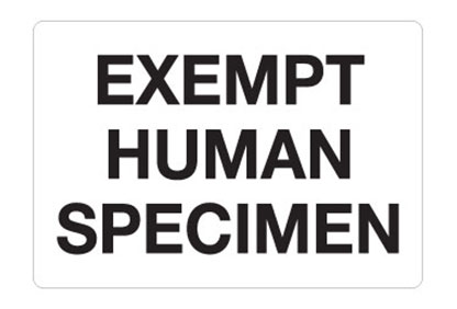 Hazard Labels, "Exempt Human Specimen" Hazardous Labels