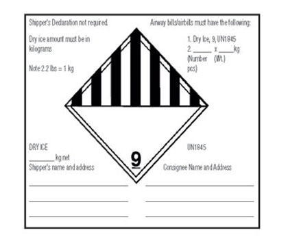 Hazard Labels, "Dry Ice" Printed Shipping Labels
