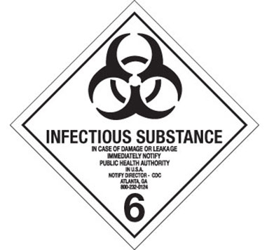 Hazard Labels, "Infectious Substance" Hazardous Labels, Class 6.2