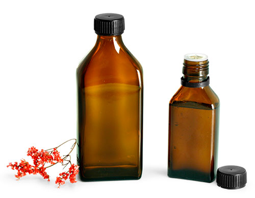 Aromatherapy Amber Glass Oblong Flasks