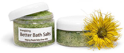 Plastic Bath Salt Jars w/ White Dome Caps