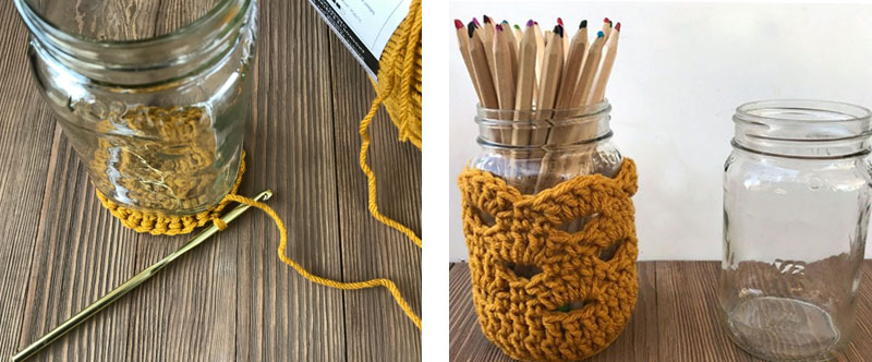 DIY - Crocheted Jar Covers with Glass Mason Jars